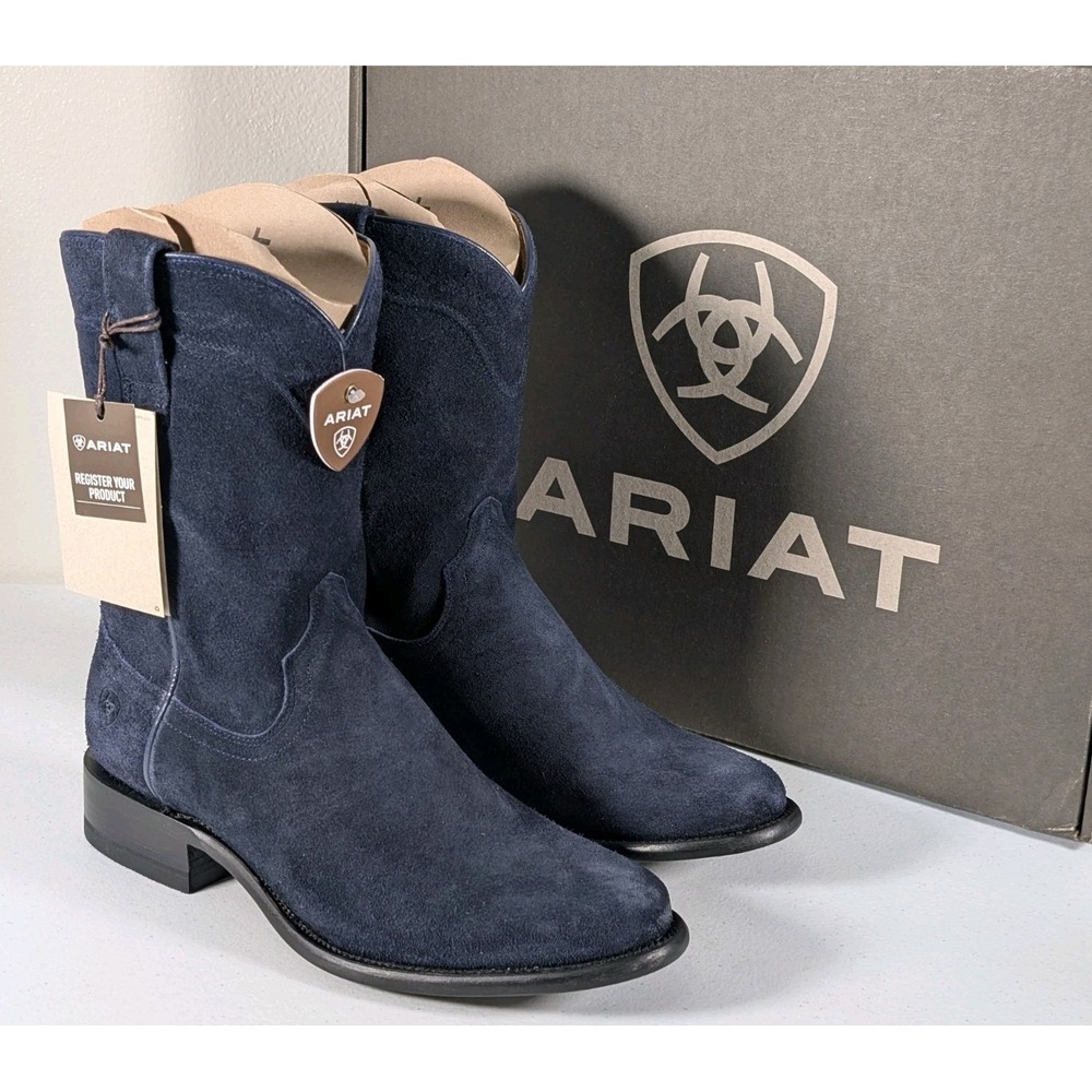 Ariat Yellowstone Midnight Rancher Roper Boots Size 10.5D Oiled Navy Roughout